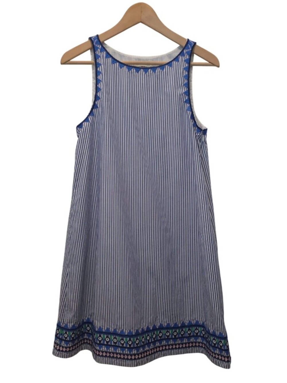 Vineyard Vines Geo Prep Embroidered Striped Lined Cotton Shift Summer Dress Sz 6
